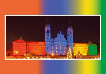 Kloster Einsiedeln Lichtprojektion Collage Regenbogen