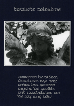 Kondolenzkarte "Engel mit Spruch"