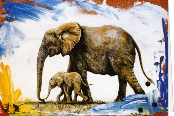 «Afrikanischer Elefant, Mutter und Kind»