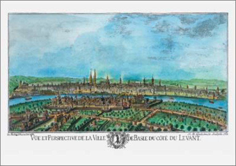 "Vue et perspective de la ville de Bâle du côté du levant, 1763"